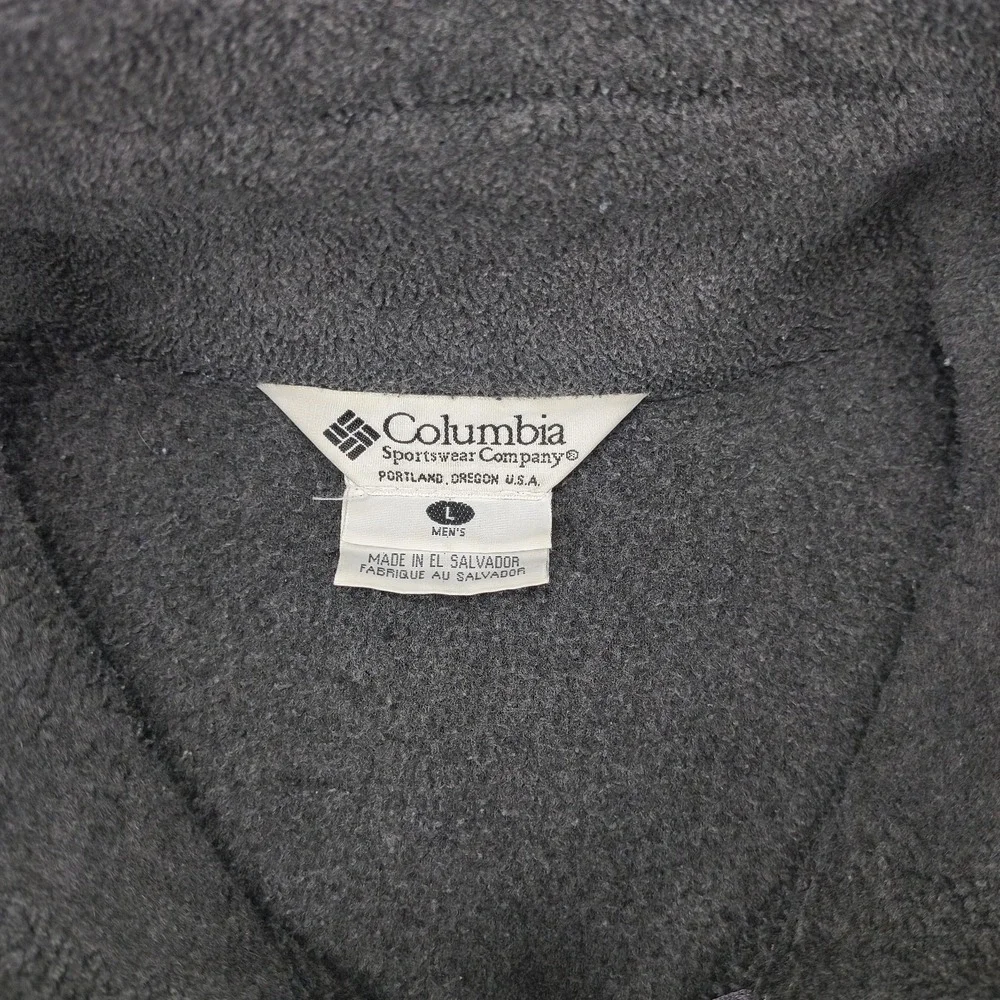Columbia Mens Fleece Jacket Charcoal Gray Full Zip Mock Neck Large Solid Outdoor